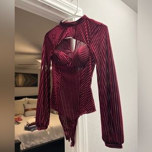 Lulus velvet ribbed bodysuit
